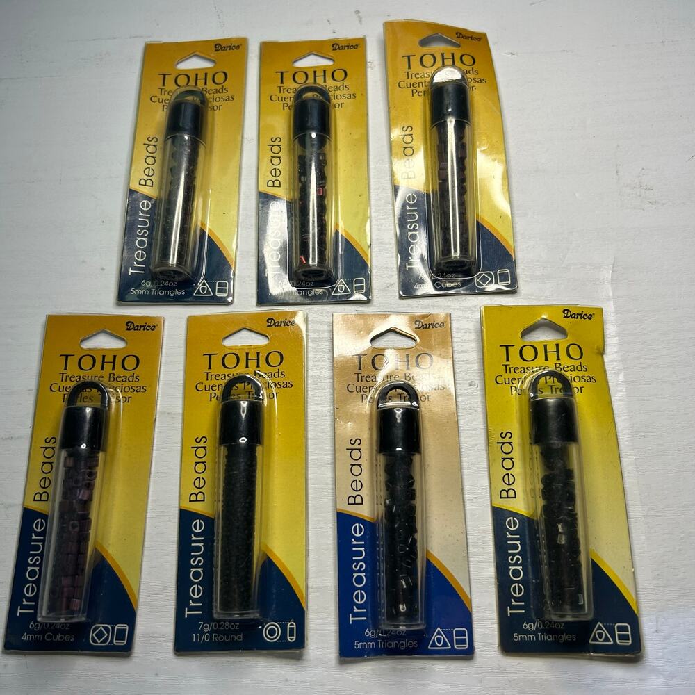 Toho Treasure Bead Lot Triangle Cube Round Black Purple NOS